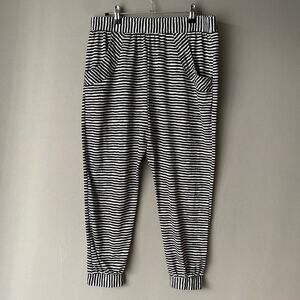 COPE Relaxed Slouchy Harem Jogger Pants S Black White Striped Boho Lagenlook SEO